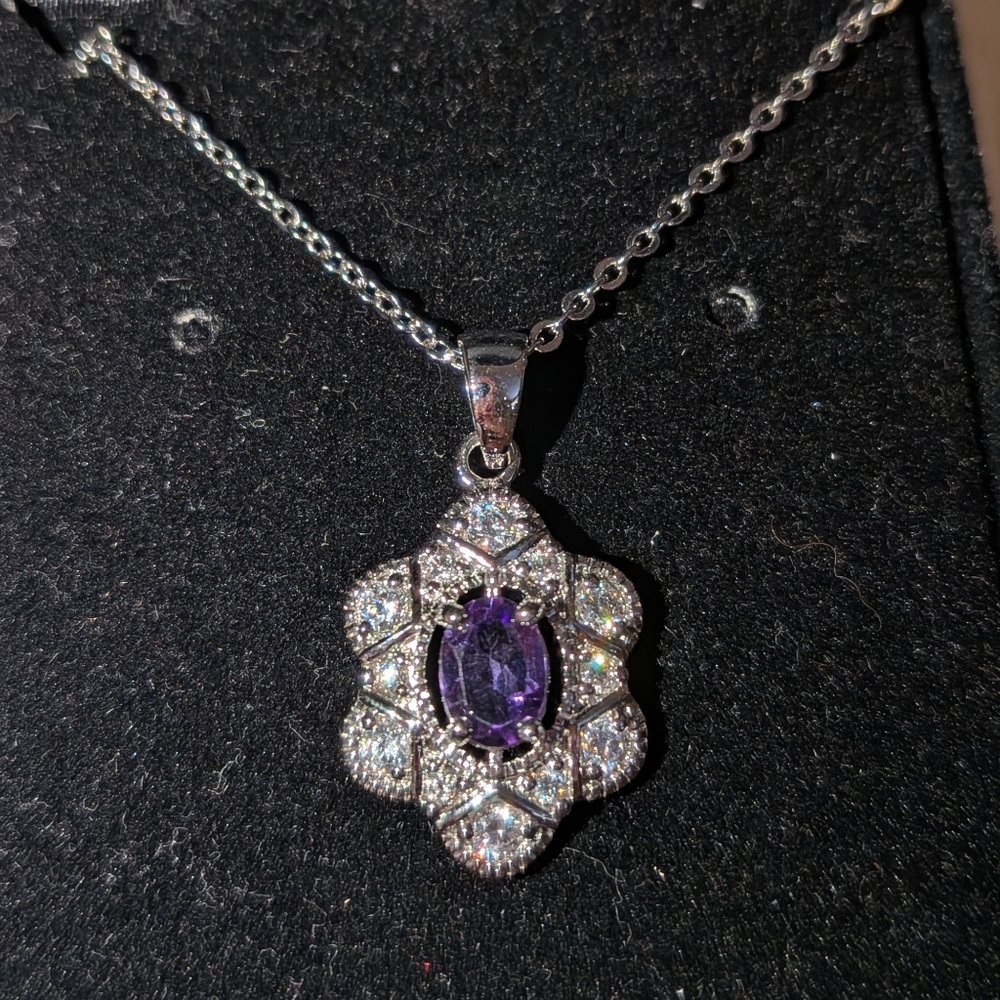 Dazzling Amethyst and Silver Floral Necklace